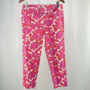 Lilly Pulitzer Palm Beach Fit Floral Print Pants in White Pink‎ Size 2